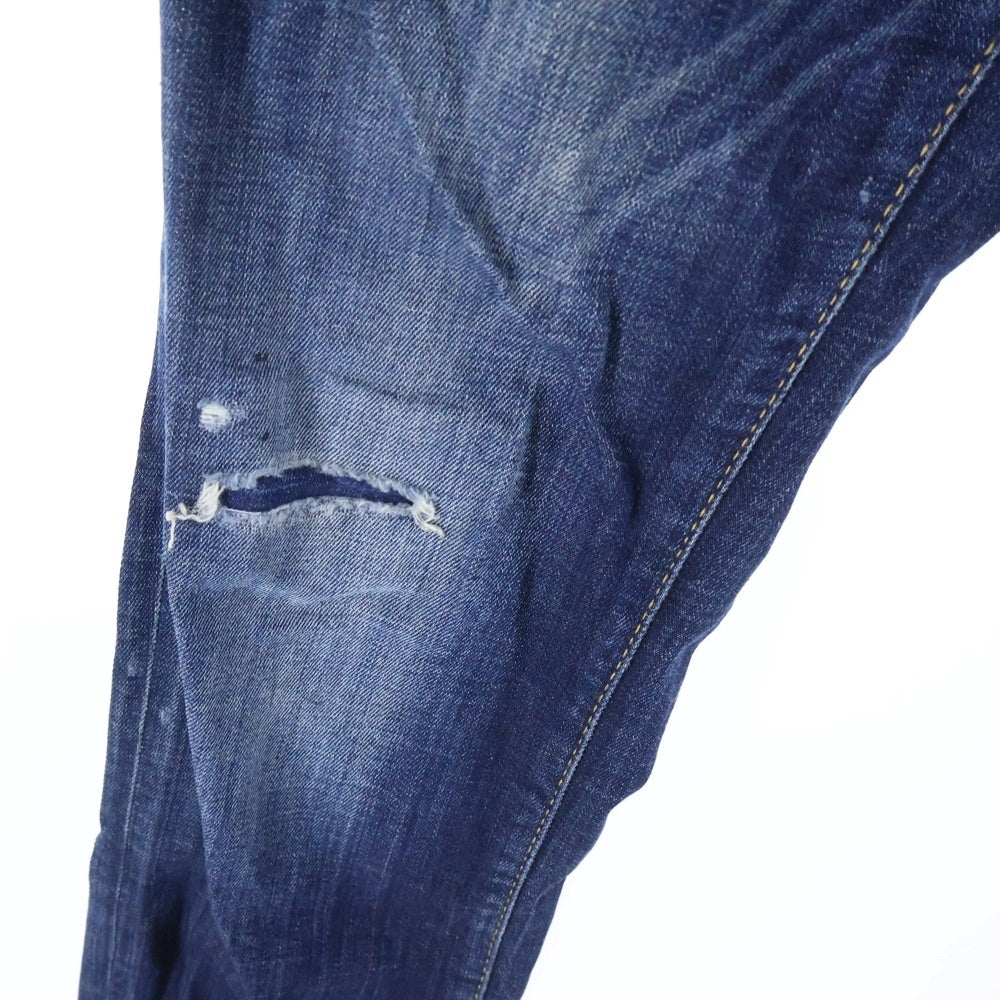 DSQUARED2(ディースクエアード) ボタンフライダメージデニムスキニーパンツ ウォッシュ加工 インディゴ S71LB0364 S30342