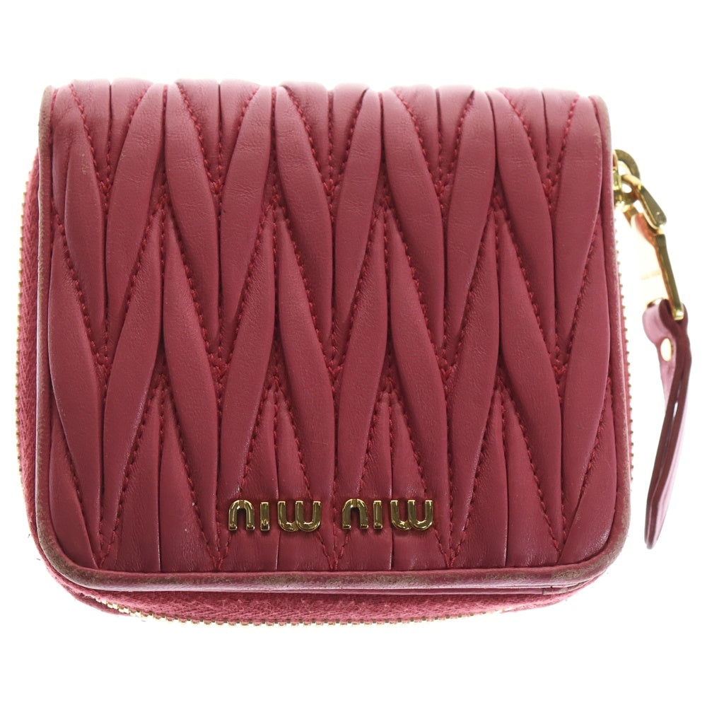 miumiu(ミュウミュウ) マテラッセ ロゴ ラウンドジップレザー 