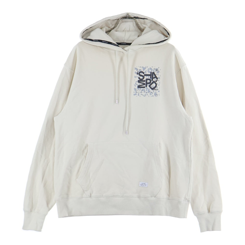 STAMPD(スタンプド) ロゴプリントプルオーバーパーカー フーディー アイボリー