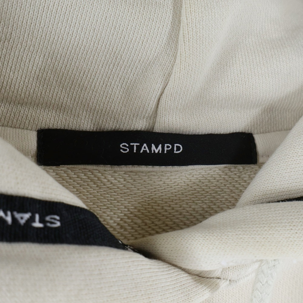 STAMPD(スタンプド) ロゴプリントプルオーバーパーカー フーディー アイボリー
