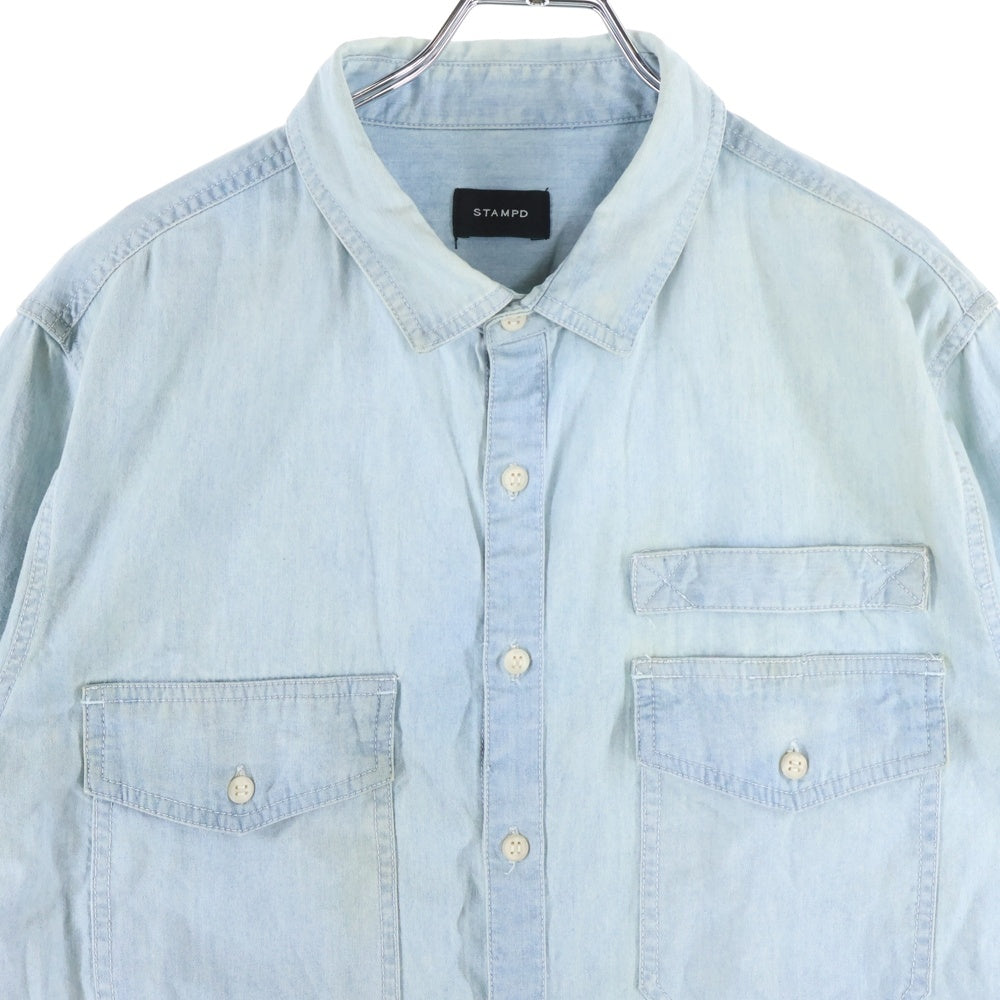 STAMPD(スタンプド) デニムシャツ ヴィンテージ コットン ダメージ加工 長袖シャツ ブルー