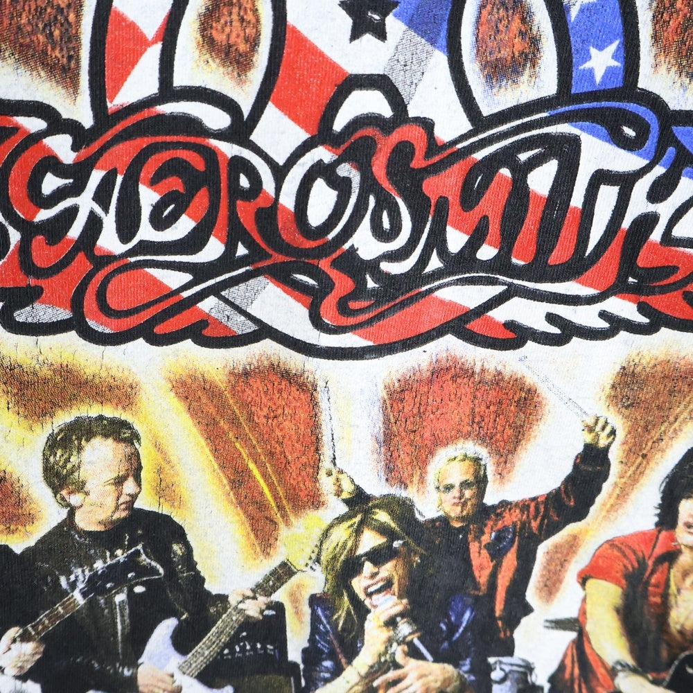 VINTAGE(ヴィンテージ) 00's AERO SMITH 2002 SORAYAMA JUST PUSH PLAY TOUR LS BOOTLEG エアロスミス ソラヤマ 星条旗 ブート 長袖Tシャツ カットソー ブラック