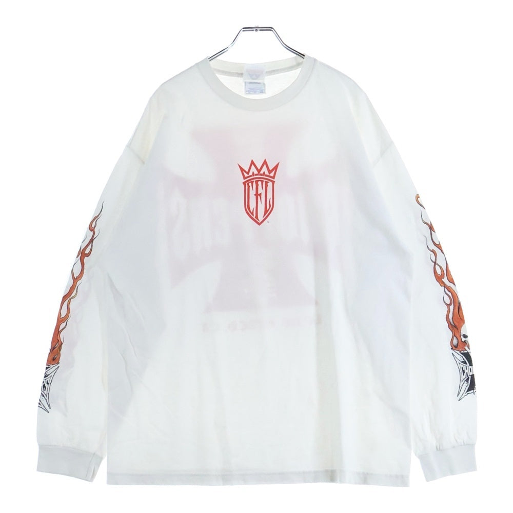 VINTAGE(ヴィンテージ) 00's WEST COAST CHOPPERS ウエストコーストチョッパーズ スカル フレーム アイアンクロス 長袖Tシャツ カットソー ホワイト