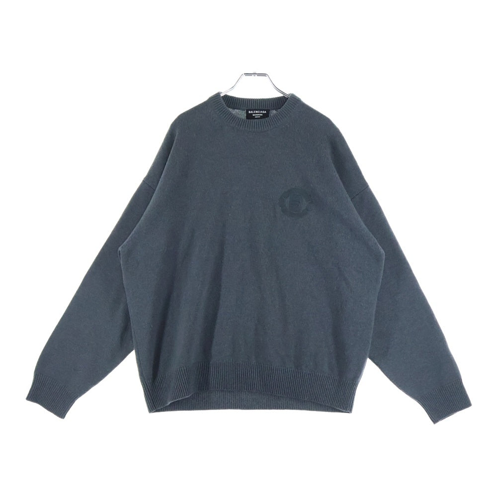 BALENCIAGA(バレンシアガ) 21AW ロゴ刺繍 スポーティー エンブレム カシミヤ ニット セーター 675276 T4121 グレー
