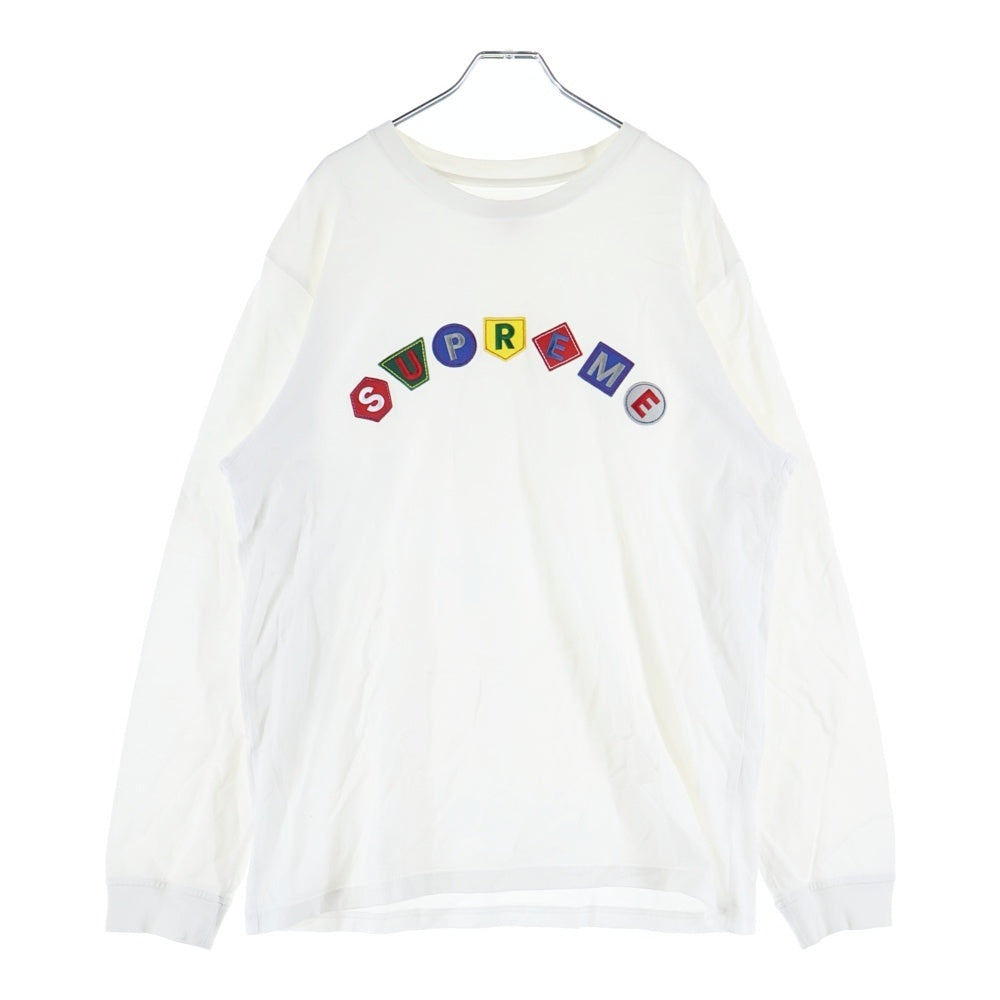 SUPREME(シュプリーム) 21AW Geo Arc L/S Top ゲオアーク ワッペン刺繍 長袖Tシャツ カットソー ホワイト