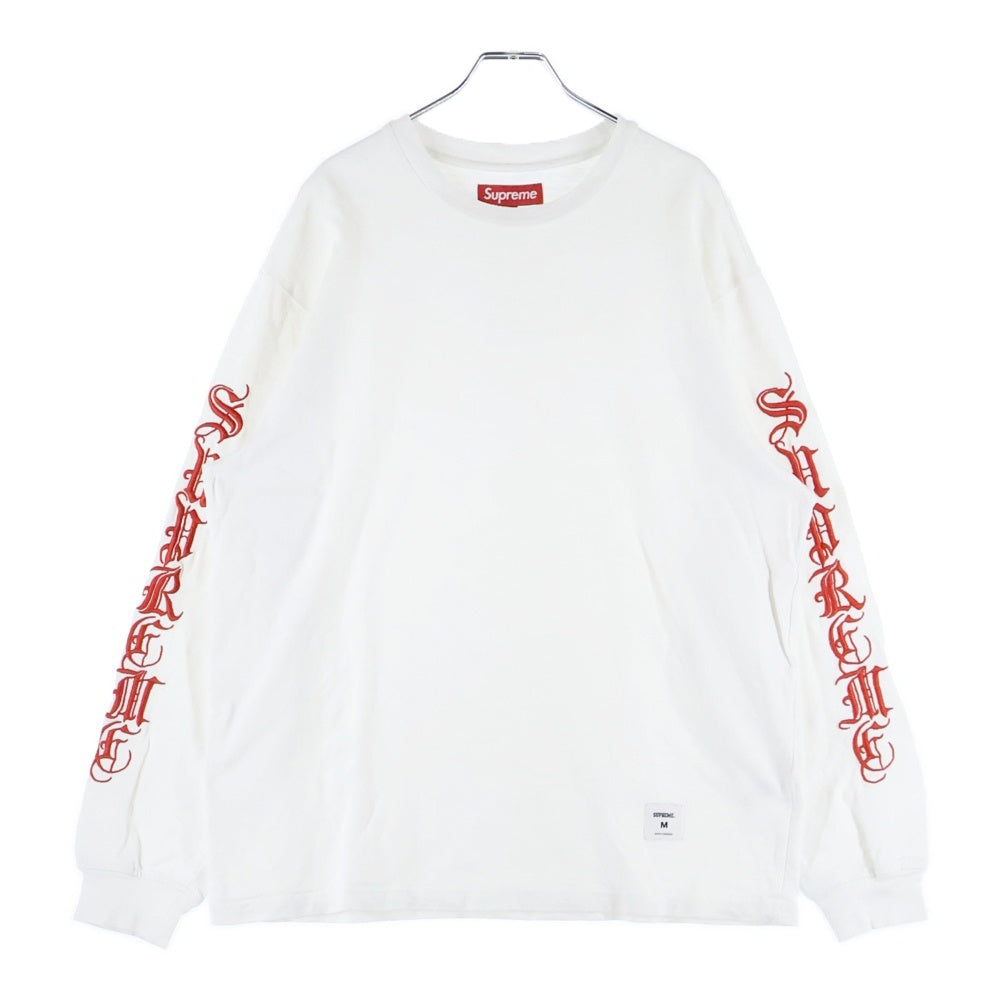 SUPREME(シュプリーム) 24AW OLD ENGLISH L/S オールドイングリッシュ ロングスリーブ 長袖Tシャツ ホワイト/レッド