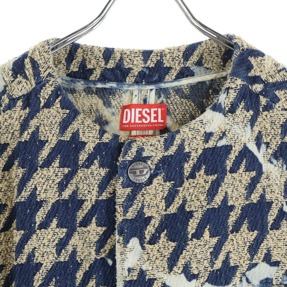 DIESEL(ディーゼル) 25AW D-LOT-FSH1 ノーカラーデザインデニムコート インディゴ A21318