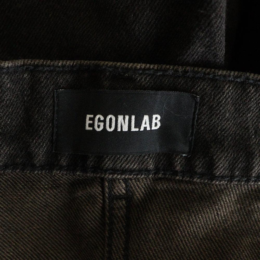 Egon Lab.(エゴンラボ) 24AW ブリーチデザイン加工 バギーデニムパンツ ブラウン