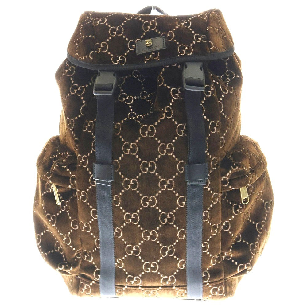 GUCCI(グッチ) GG Velvet Medium Backpack GGベルベット ミディアム バックパック リュックサック ブラウン