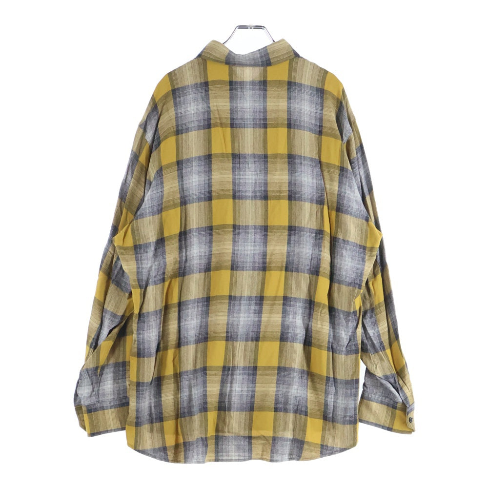CELINE(セリーヌ) 21SS グラデーション チェック レーヨンルーズ長袖シャツ イエロー/グレー 2C486398M