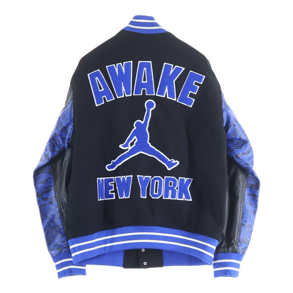 AWAKE NY(アウェイク ニューヨーク) ×Jordan Varsity Jacket ナイキ ジョーダン バーシティジャケット ブラック/ゲーム ロイヤル FQ5439-010