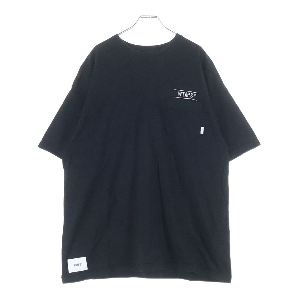 WTAPS(ダブルタップス) 23SS SAC 02/SS/COTTON CREVASSE ロゴ刺繍 半袖ポケットTシャツ カットソー ブラック