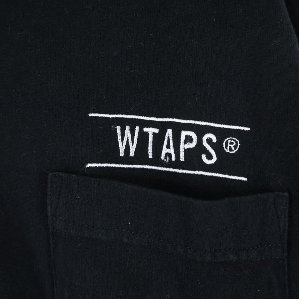 WTAPS(ダブルタップス) 23SS SAC 02/SS/COTTON CREVASSE ロゴ刺繍 半袖ポケットTシャツ カットソー ブラック