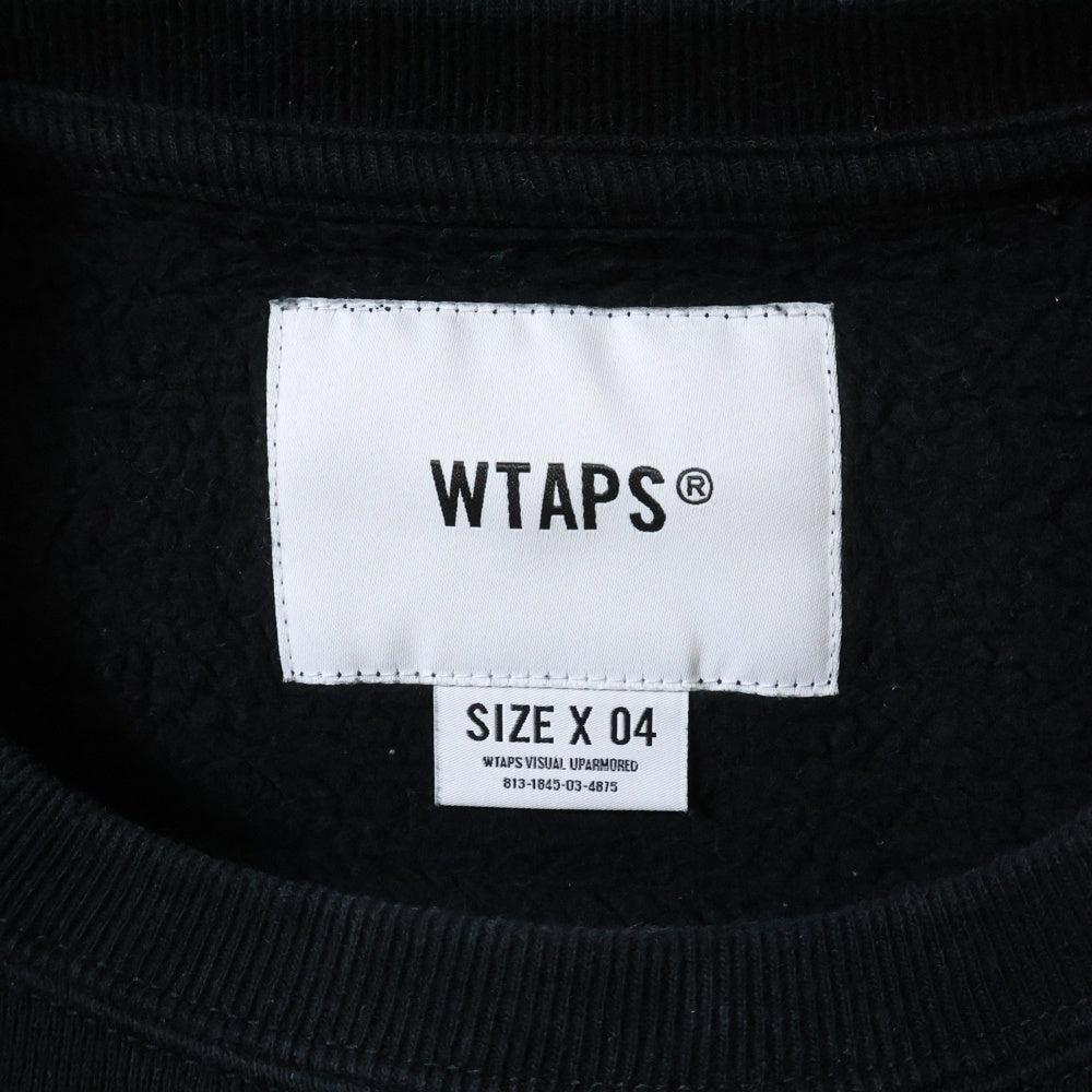 WTAPS(ダブルタップス) 22AW LLW SWEATER COTTONB ロゴパッチ スウェットクルーネックシャツ トレーナー ブラック 222ATDT-CSM21