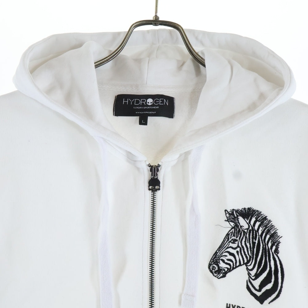 HYDROGEN(ハイドロゲン) Zebra シマウマ柄 ジップアップ フーディー パーカー ホワイト
