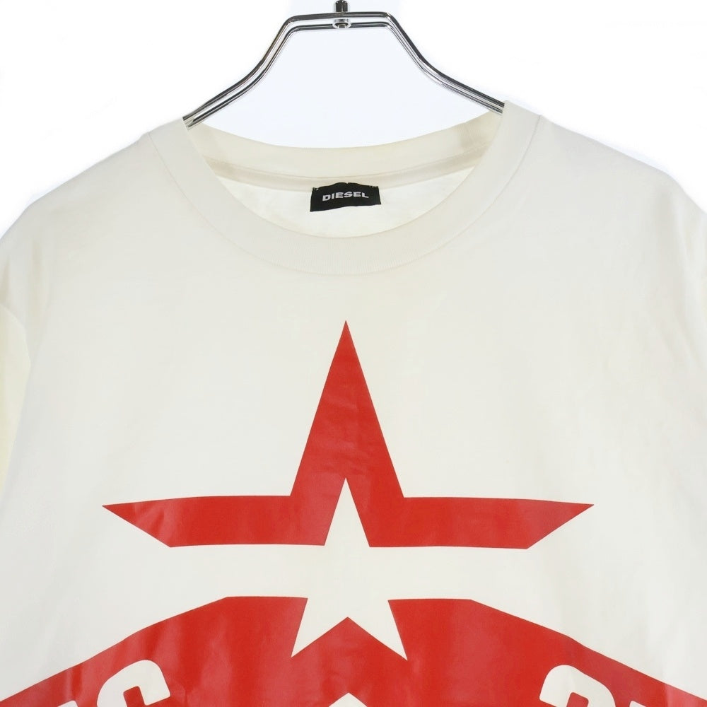 DIESEL(ディーゼル) スターロゴ プリント 長袖Tシャツ ロンT ホワイト/レッドDIESEL