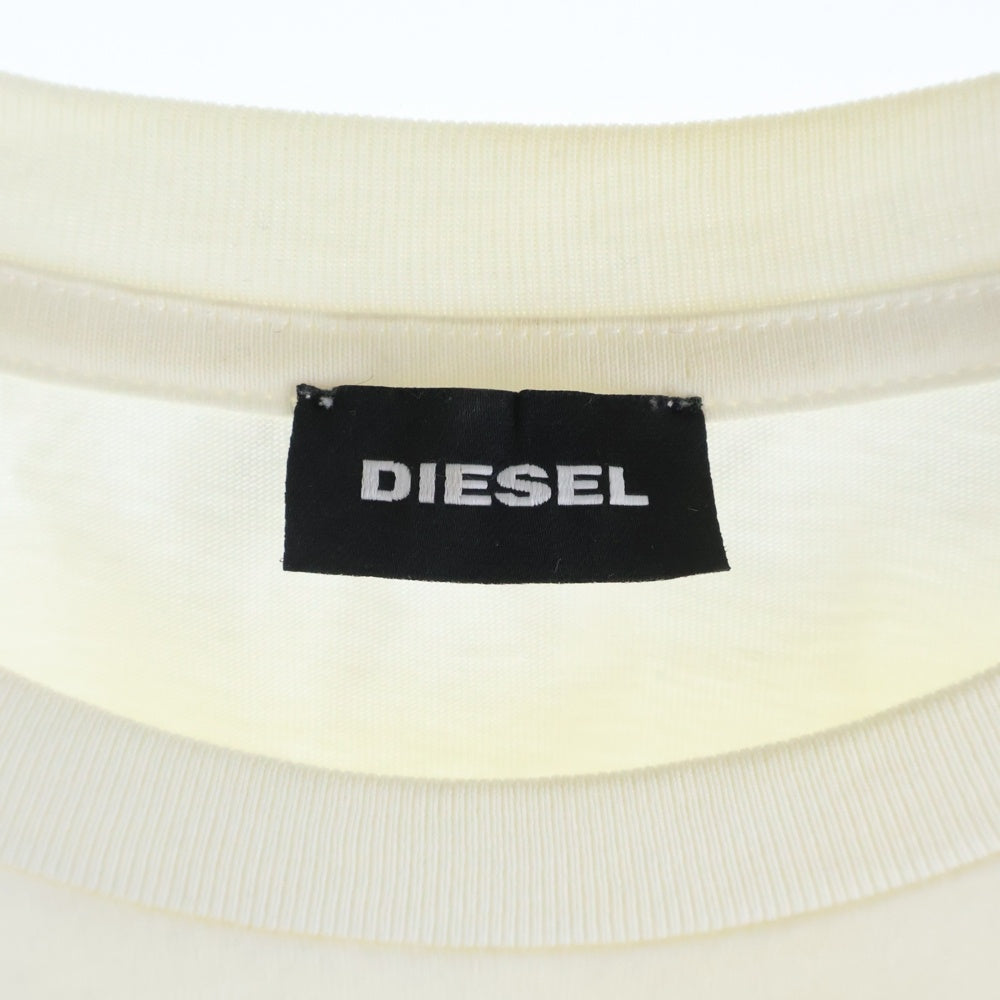 DIESEL(ディーゼル) スターロゴ プリント 長袖Tシャツ ロンT ホワイト/レッドDIESEL