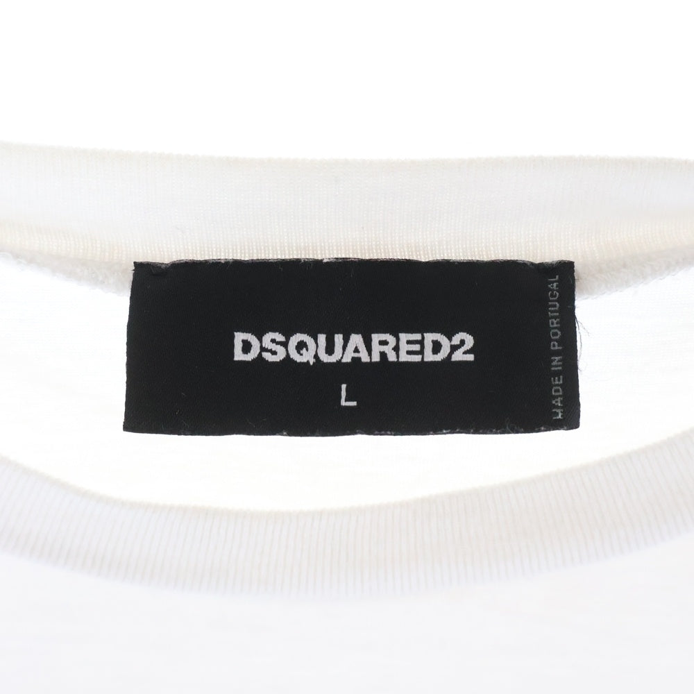 DSQUARED2(ディースクエアード) ICON ロゴ プリント 半袖Tシャツ クールネック カットソー ホワイト