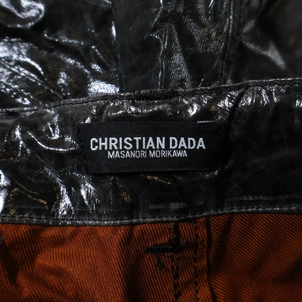 CHRISTIAN DADA(クリスチャンダダ) エナメル ストレートパンツ トラウザー ブラック CDM-19W-0618