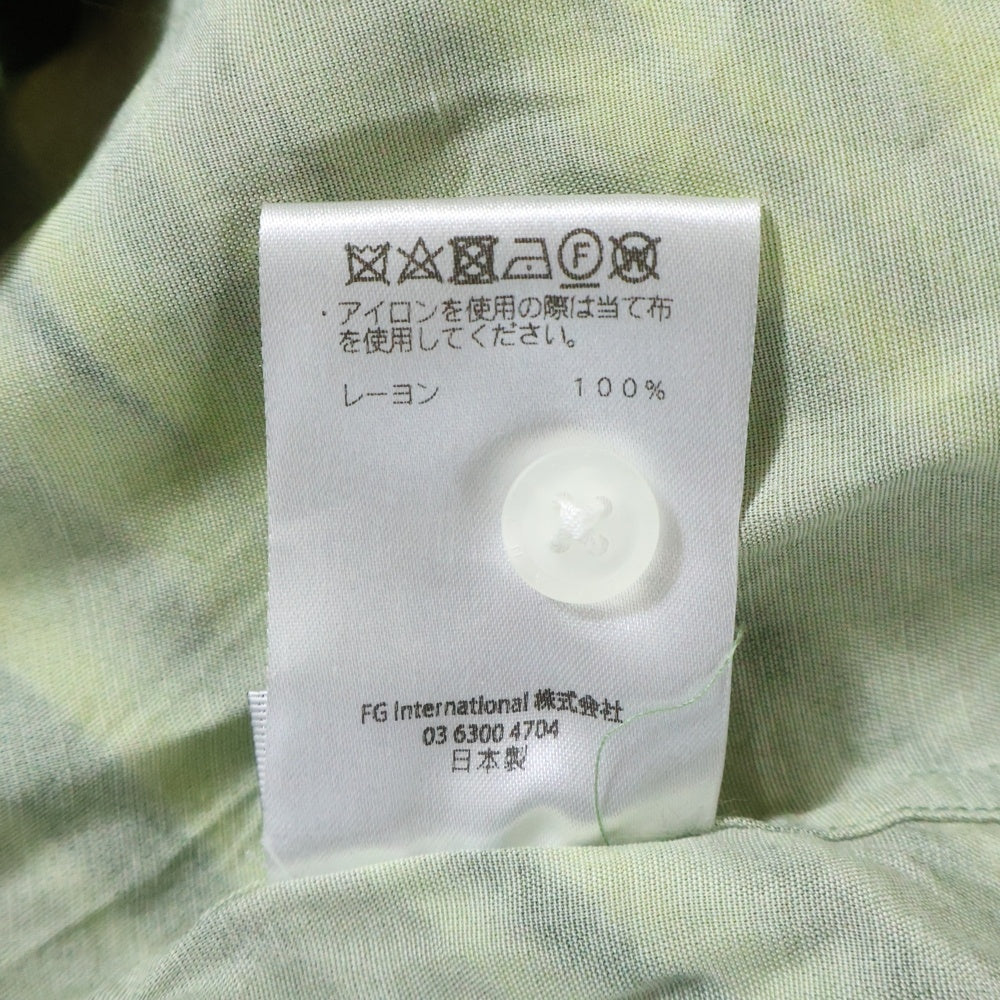 FUMITO GANRYU(フミトガンリュウ) Watteau pleats Hawaiian shirt 総柄デザイン レーヨンハワイアンシャツ 半袖 グリーン FU3-SH-08