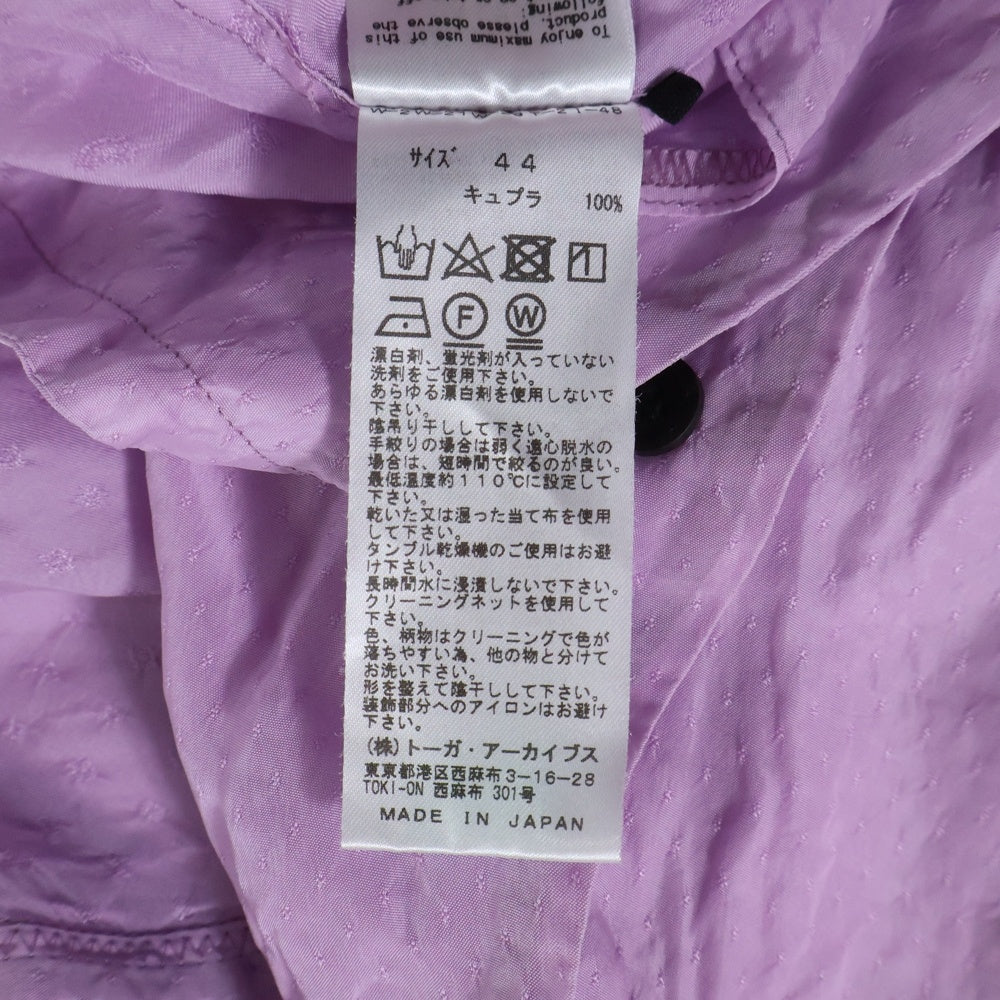 TOGA VIRILIS(トーガ ビリリース) 22SS CUPRA JACQUARD SHIRT デザイン 半袖シャツ パープル TV21-FJ309