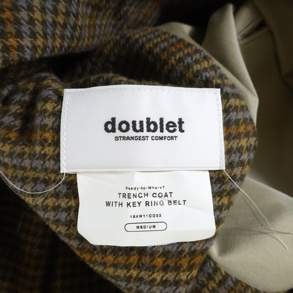 doublet(ダブレット) 18AW TRENCH COAT WITH KEY RING BELT キーホルダーコート トレンチコート カーキ 18AW11CO22