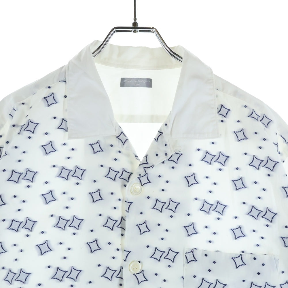 COMME des GARCONS HOMME(コムデギャルソンオム) 00's 田中オム 総柄刺繍ロゴ 長袖シャツ ホワイト HB-040170