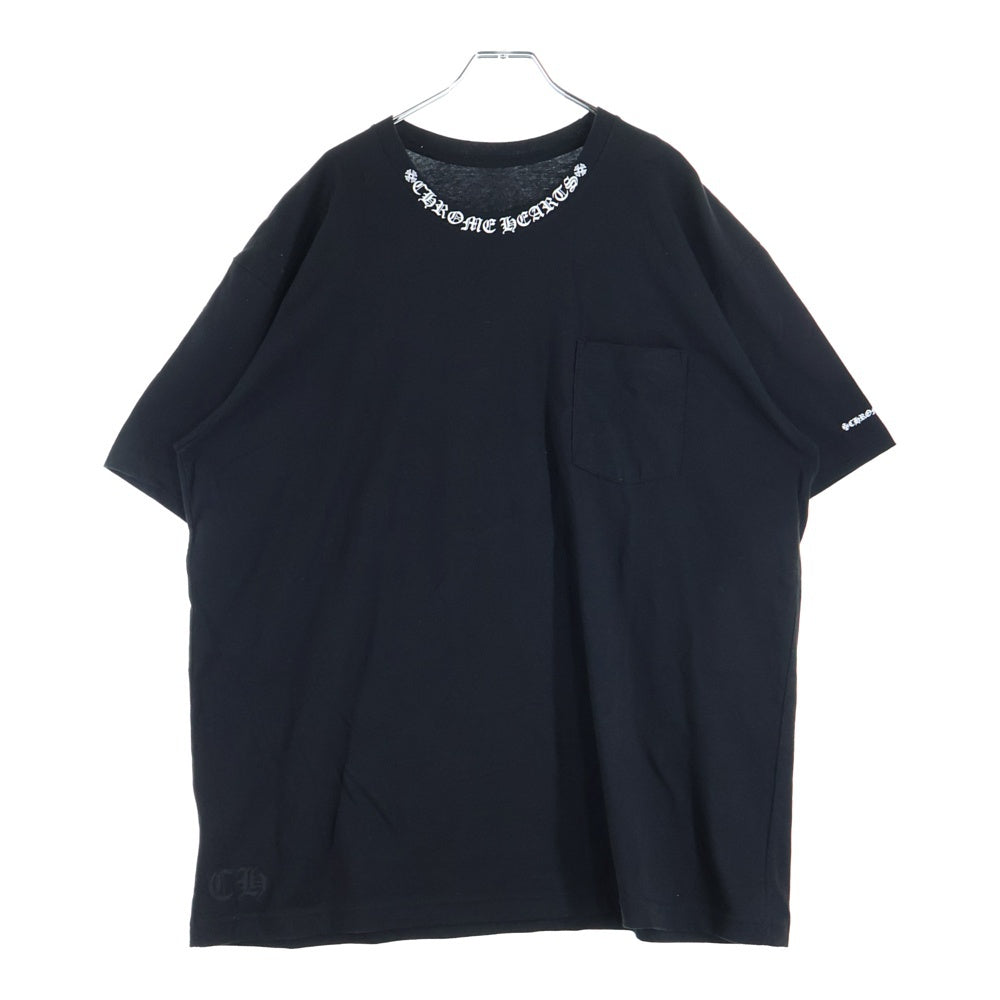 CHROME HEARTS(クロムハーツ) NECK LOGO S/S TEE ネックロゴプリント 半袖Tシャツ カットソー ブラック