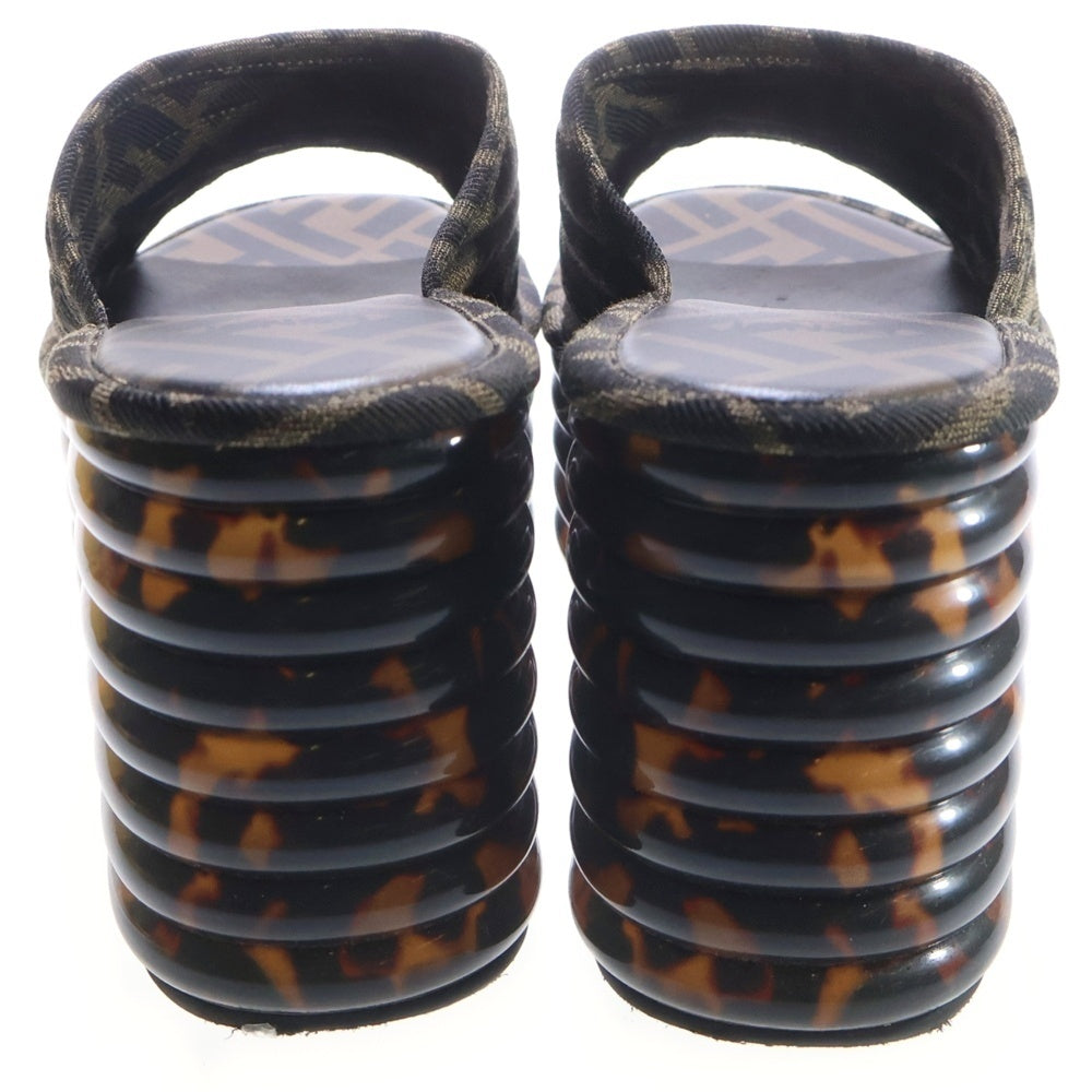 FENDI(フェンディ) ズッカ柄 ラバー コットン 厚底サンダル ブラウン レディース