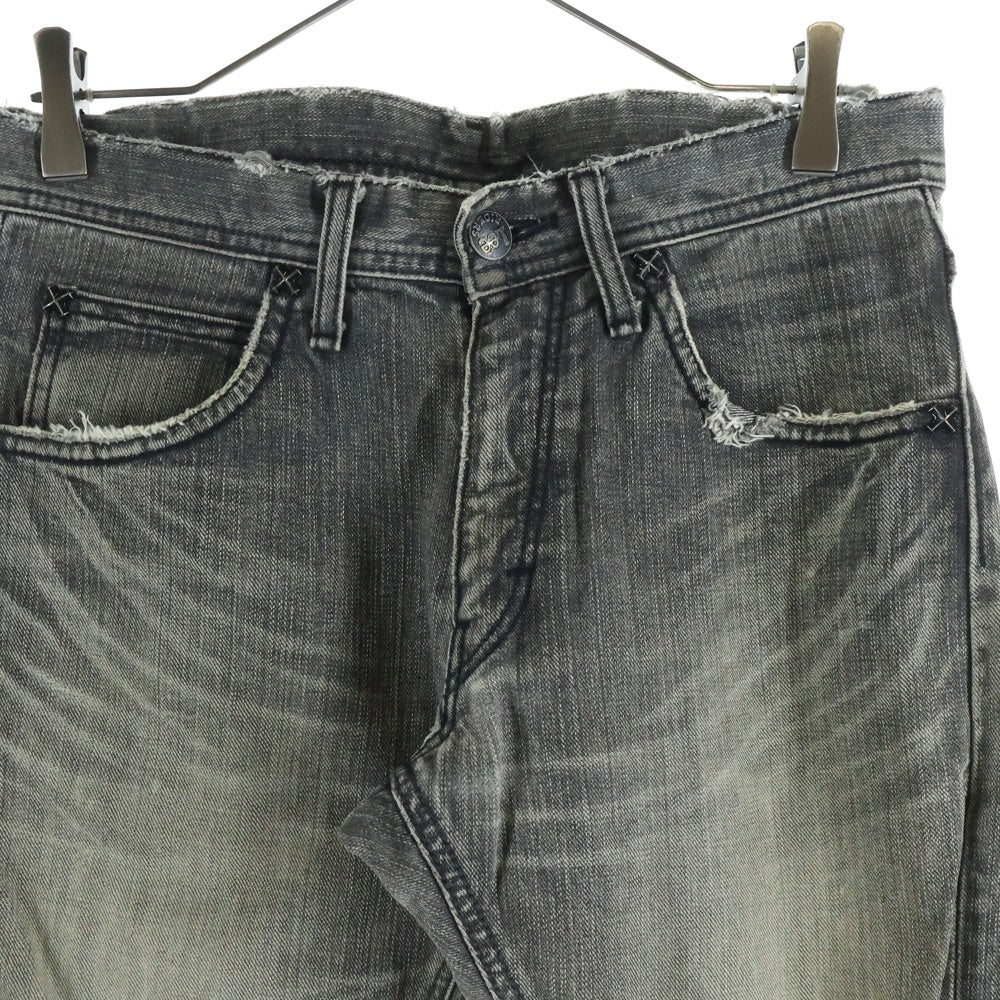 LEE(リー) エンドライン ダメージ加工 スリムデニムパンツ グレー