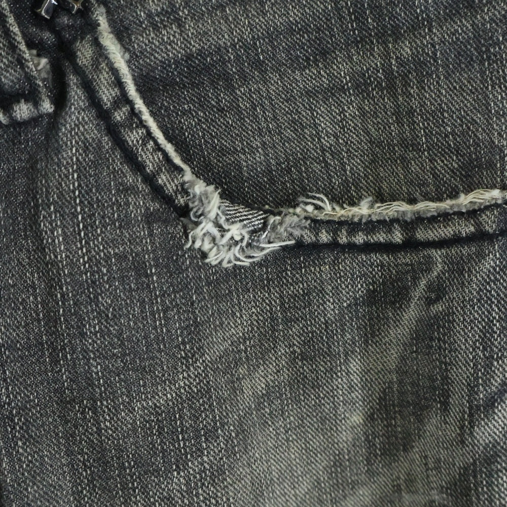 LEE(リー) エンドライン ダメージ加工 スリムデニムパンツ グレー