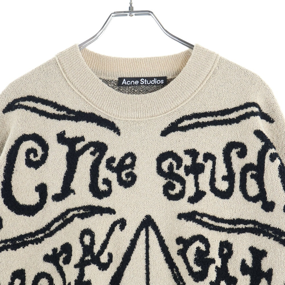 Acne Studios(アクネ ストゥディオズ) 24SS Jacquard Logo Sweater ジャガードロゴセーター クルーネックニット ベージュ
