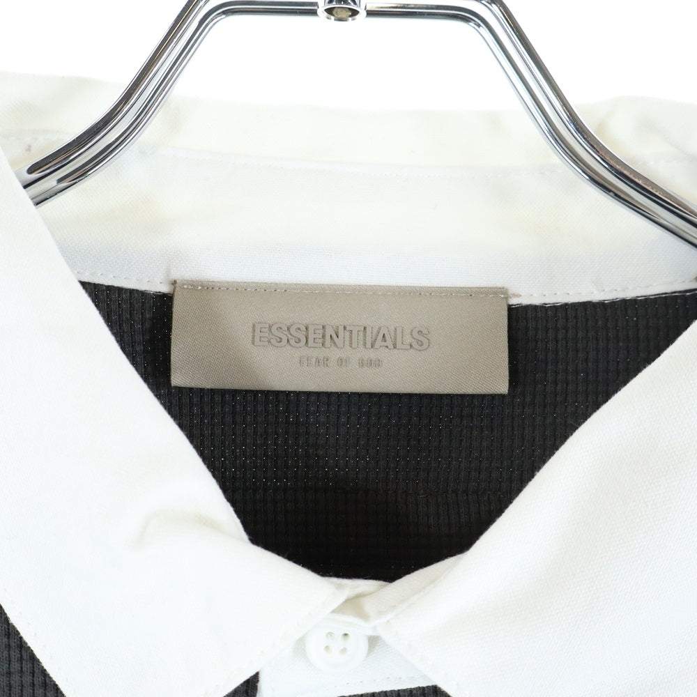 FEAR OF GOD ESSENTIALS(フィアオブゴッド エッセンシャルズ) 23SS フロントロゴ ワッフル 長袖ポロシャツ ダークグレー/ホワイト