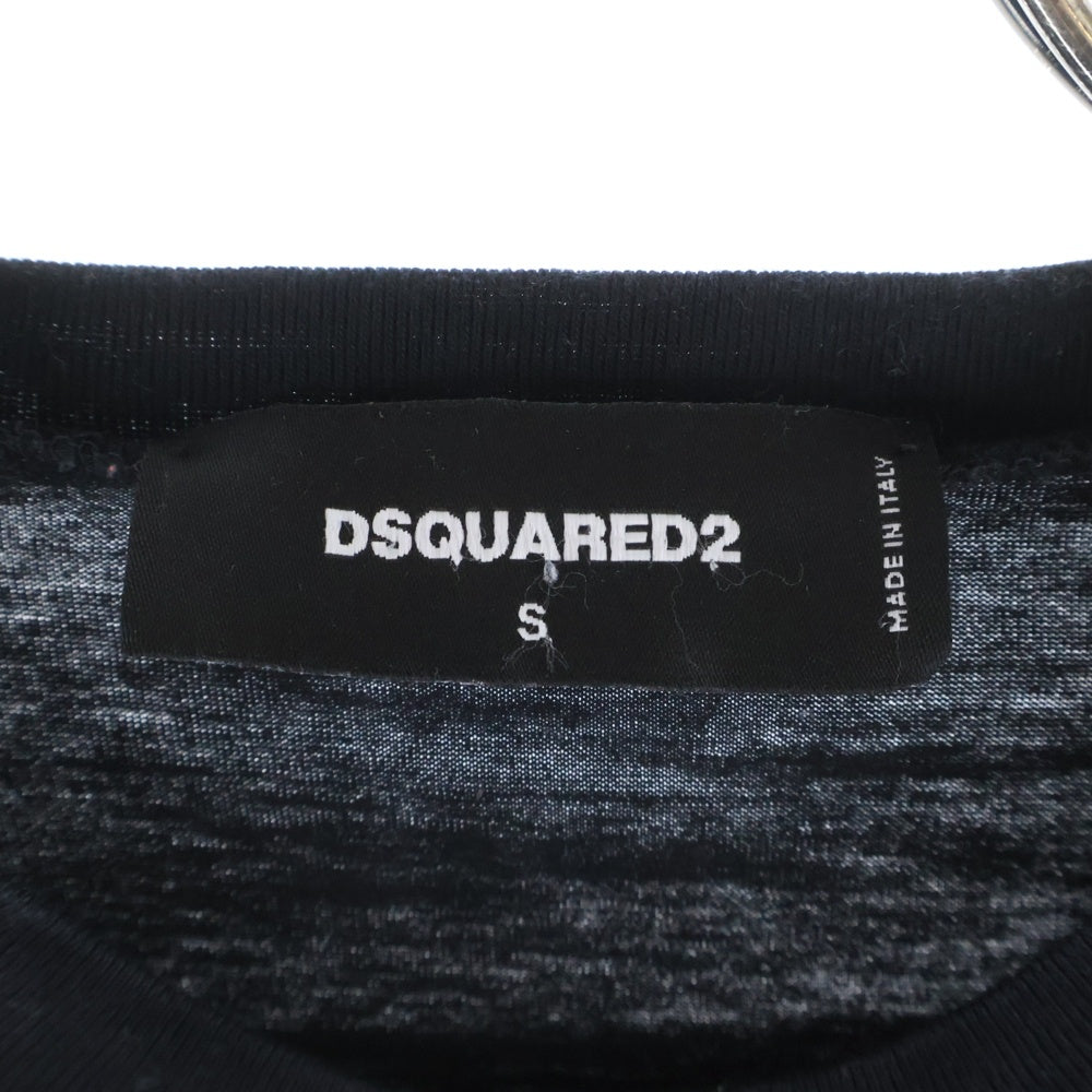 DSQUARED2(ディースクエアード) フロントロゴプリント長袖Tシャツ カットソー ブラック S74GD1142 S23009