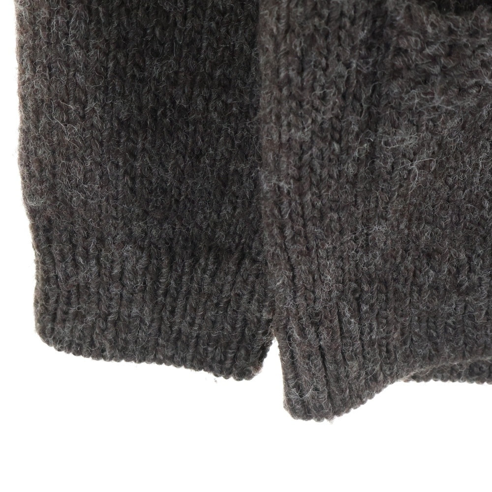 NUMBER (N)INE(ナンバーナイン) 02AW ジョージ期 デザイン刺繍 カウチンニット ダークグレー/ホワイト