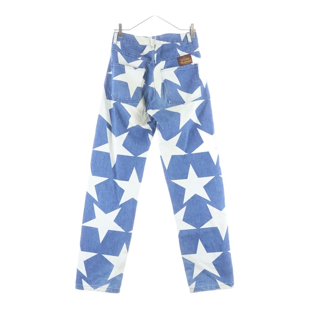 Vivienne Westwood(ヴィヴィアンウエストウッド) 80s スターデニムパンツ 茶タグ 総柄 インディゴ
