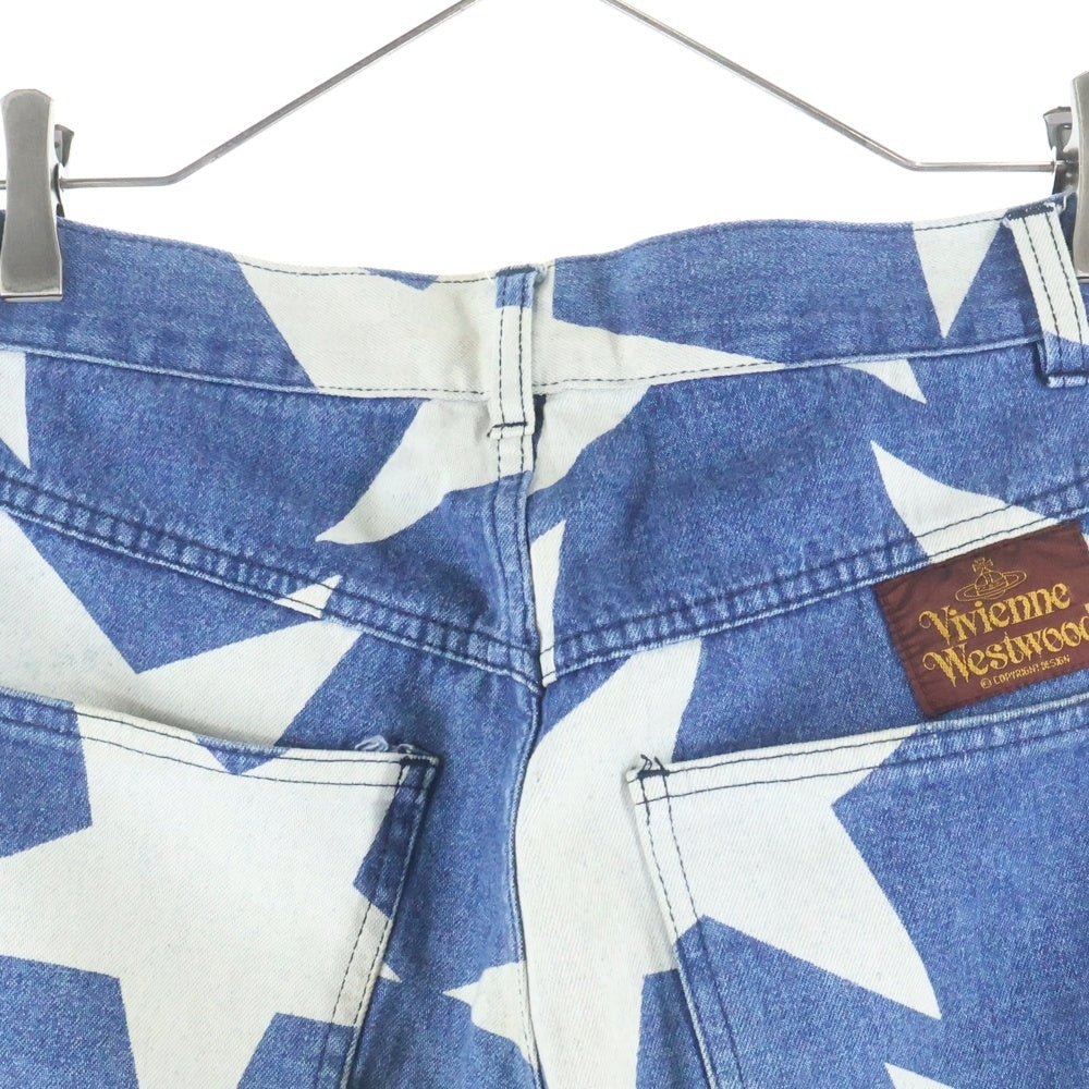 Vivienne Westwood(ヴィヴィアンウエストウッド) 80s スターデニムパンツ 茶タグ 総柄 インディゴ