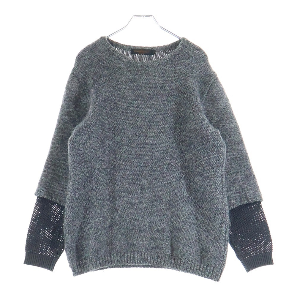 UNDERCOVERISM(アンダーカバイズム) 袖サーマル切替 ウール クルーネックニット グレー/ブラック