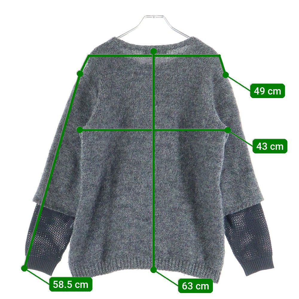 UNDERCOVERISM(アンダーカバイズム) 袖サーマル切替 ウール クルーネックニット グレー/ブラック