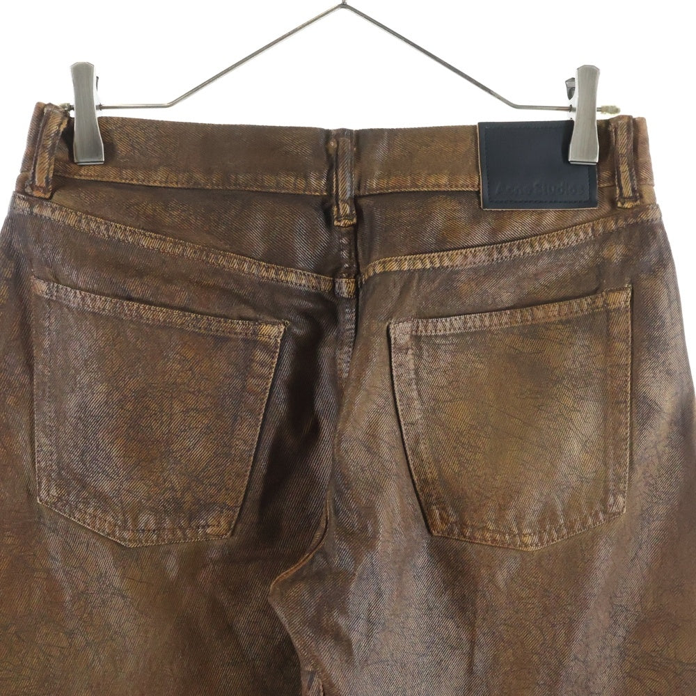 Acne Studios(アクネ ストゥディオズ) Loose Fit Jeans 2006f In Cognac ワックス加工 ルーズフィット バギー パンツ レディース ブラウン FN-WN-TROU001346