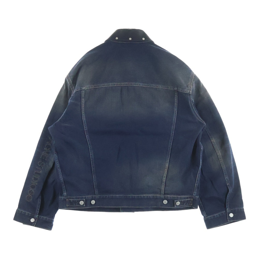 Acne Studios(アクネ ストゥディオズ) レザー切り替え オーバーサイズ デニムジャケット インディゴ FN-UK-OUTW000058