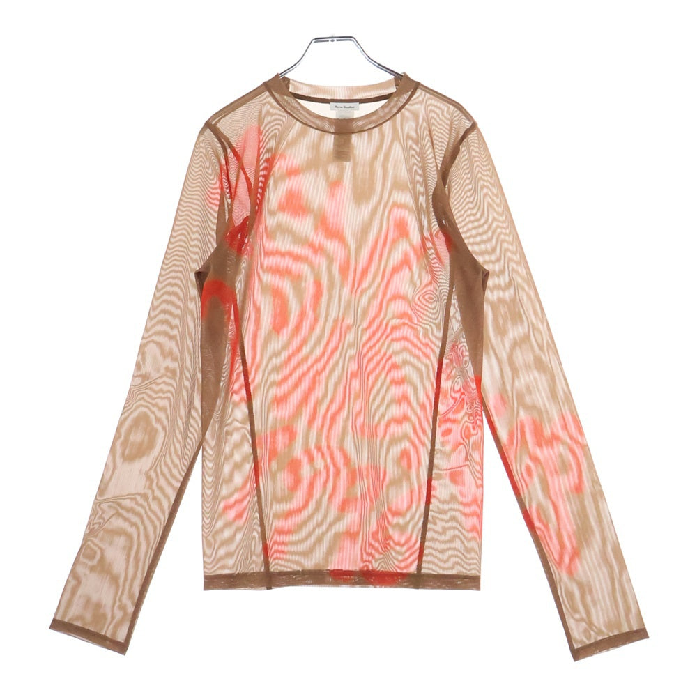 Acne Studios(アクネ ストゥディオズ) ロングスリーブ スプレーロゴ 長袖Tシャツ カットソー レディース ブラウン FN-MN-TSHI000639BL0410-
