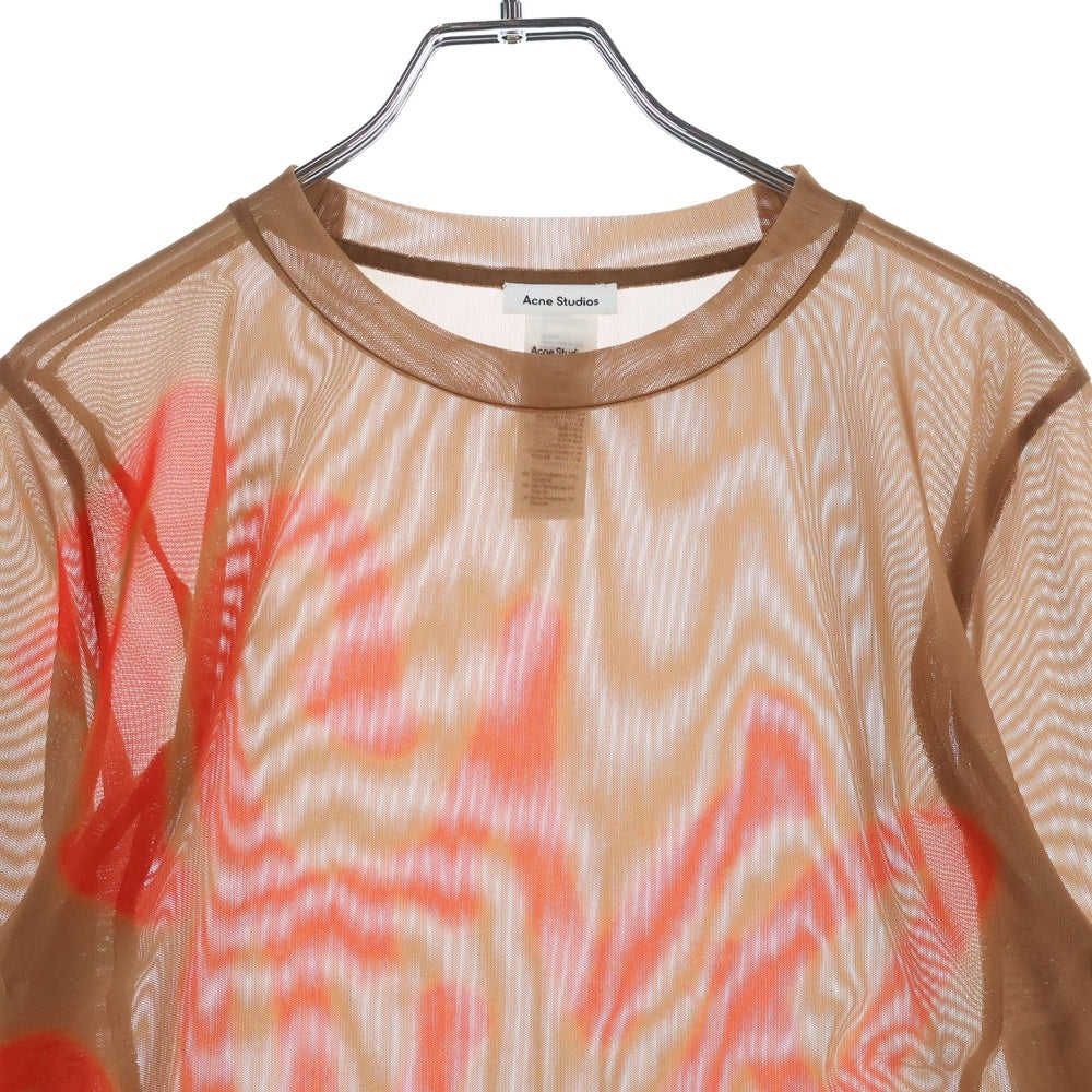 Acne Studios(アクネ ストゥディオズ) ロングスリーブ スプレーロゴ 長袖Tシャツ カットソー レディース ブラウン FN-MN-TSHI000639BL0410-