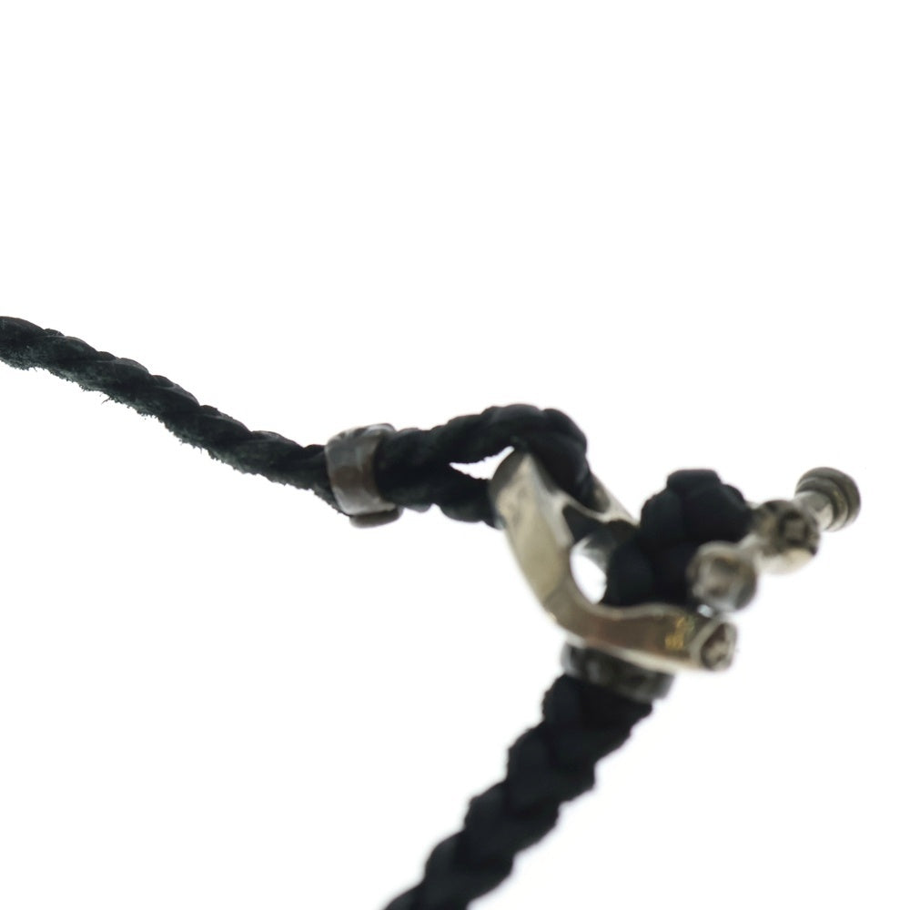 Bill Wall Leather/BWL(ビルウォールレザー) LG FISH HOOK WITH C CROSS LEATHER BREAIDED ラージフィッシュフック/レザーブレードセット ネックレス シルバー/ブラック