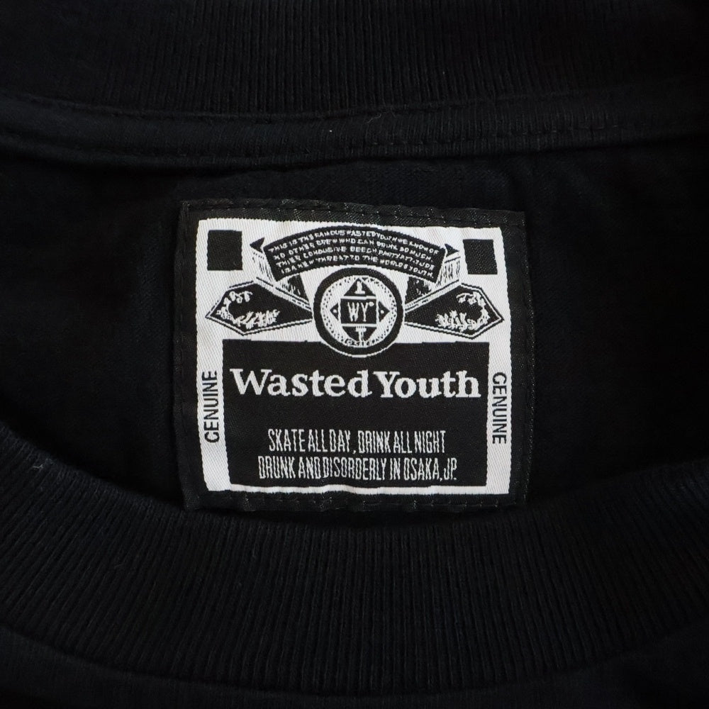 WASTED YOUTH(ウェイステッドユース) 24SS T-Shirt #03 ロゴプリント 半袖Tシャツ カットソー ブラック WY27TE003