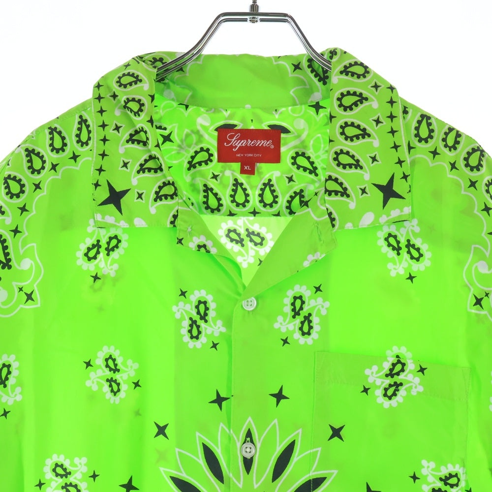 SUPREME(シュプリーム) 21SS Bandana Silk S/S Shirt バンダナ柄 シルク 半袖シャツ ライトグリーン