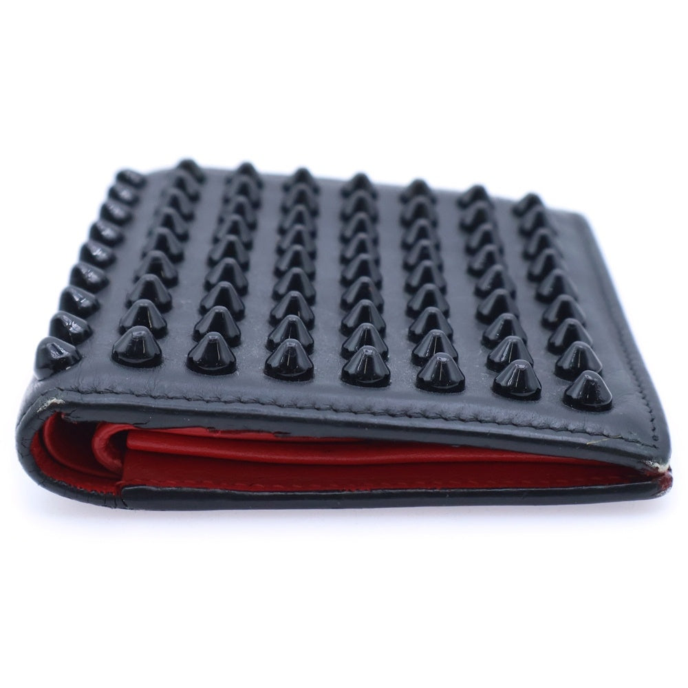 CHRISTIAN LOUBOUTIN(クリスチャンルブタン) パネトーネ スタッズ 二つ折り財布 コンパクトウォレット コインケース ブラック