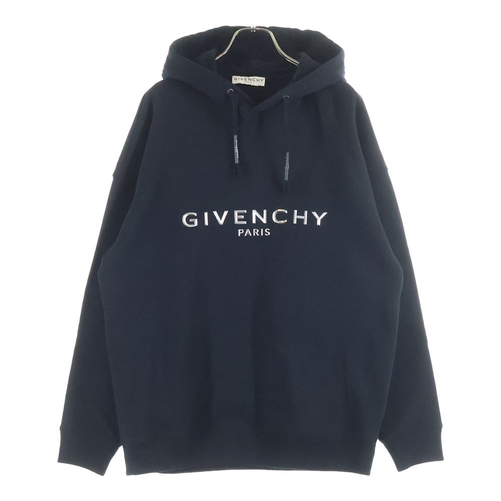 GIVENCHY(ジバンシィ) メタリックロゴスウェットプルオーバーパーカー ブラック BMJ06R30AF