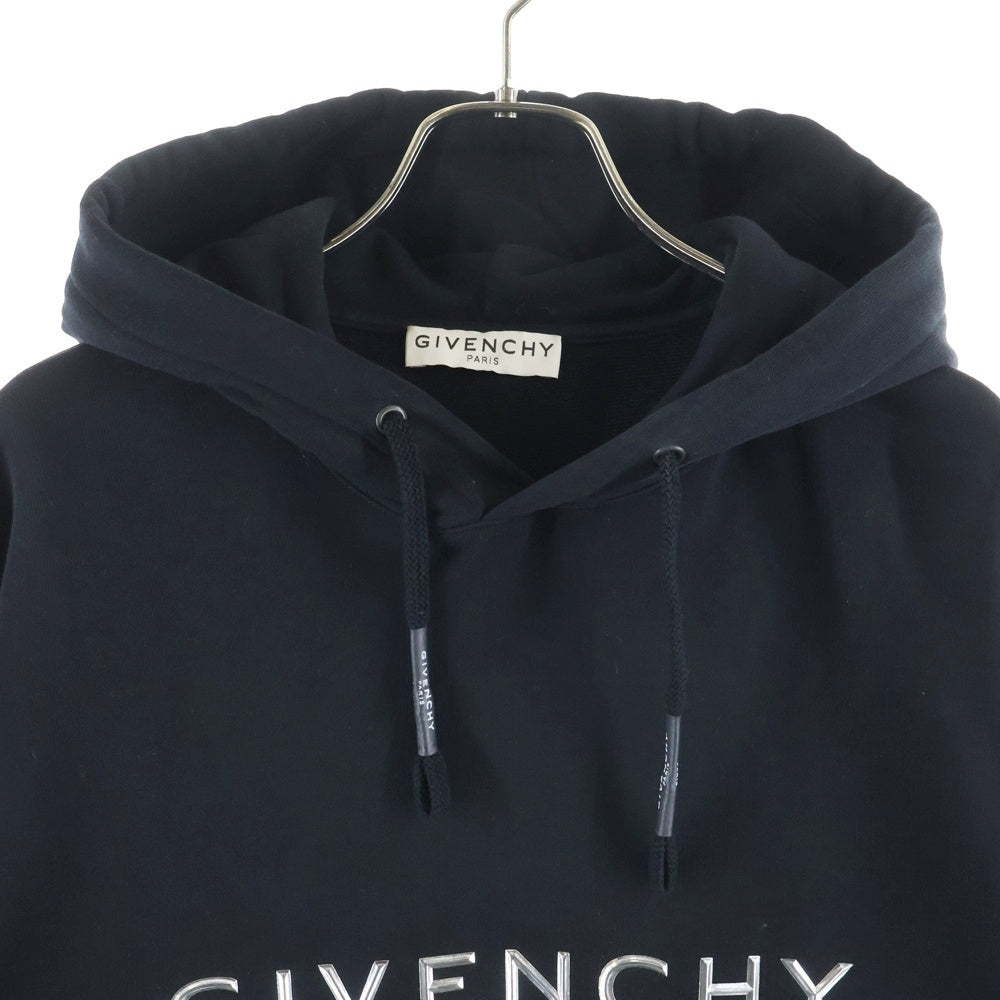 GIVENCHY(ジバンシィ) メタリックロゴスウェットプルオーバーパーカー ブラック BMJ06R30AF