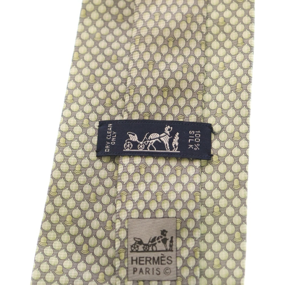 HERMES(エルメス) 総柄ロゴ シルク ネクタイ アクセサリー ベージュ
